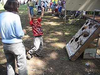 A child playing What's For Lunch, totally lost in the moment.