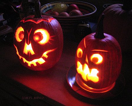 carved pumpkins that glow from within